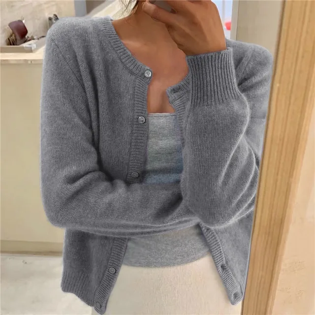 Levoire | Veste Tricotée Unicolore Pour Femmes Gris Une taille