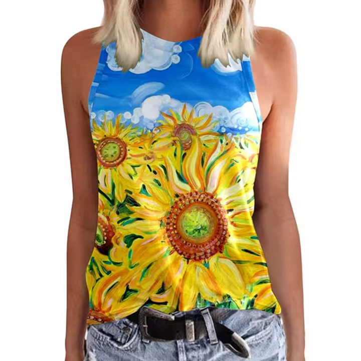 Levoire | T-Shirts Sans Manches Avec Imprimé Floral Tournesol jaune