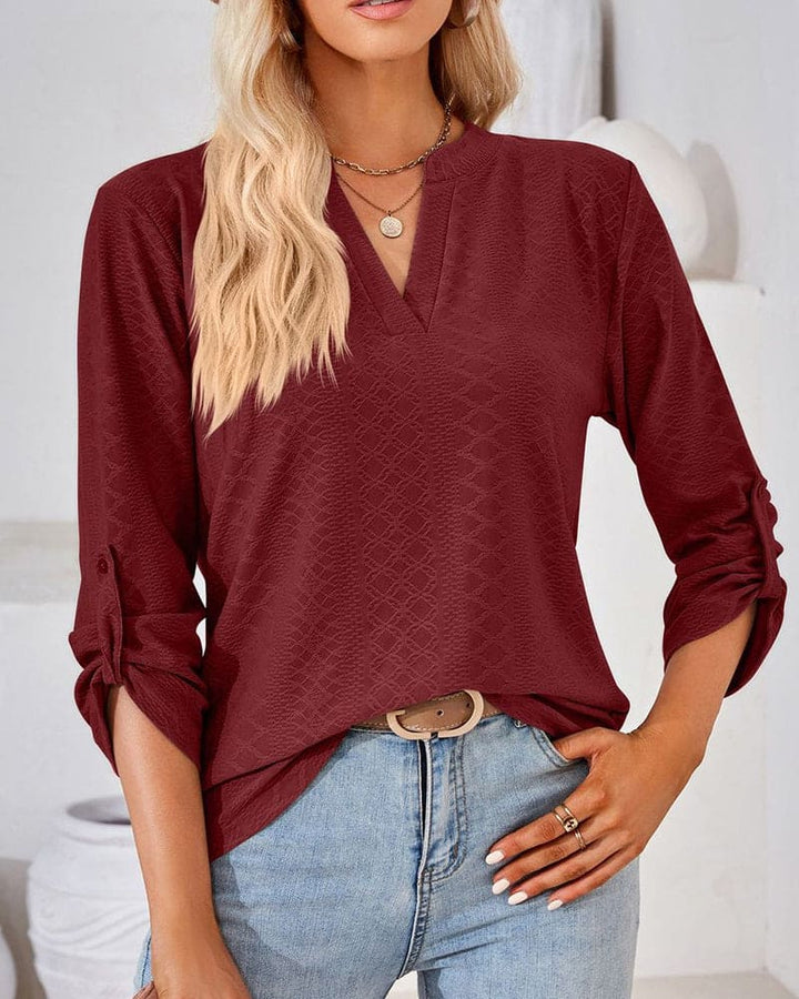 Levoire | Élégante Blouse Pour Dames Avec Décolleté En V Bordeaux