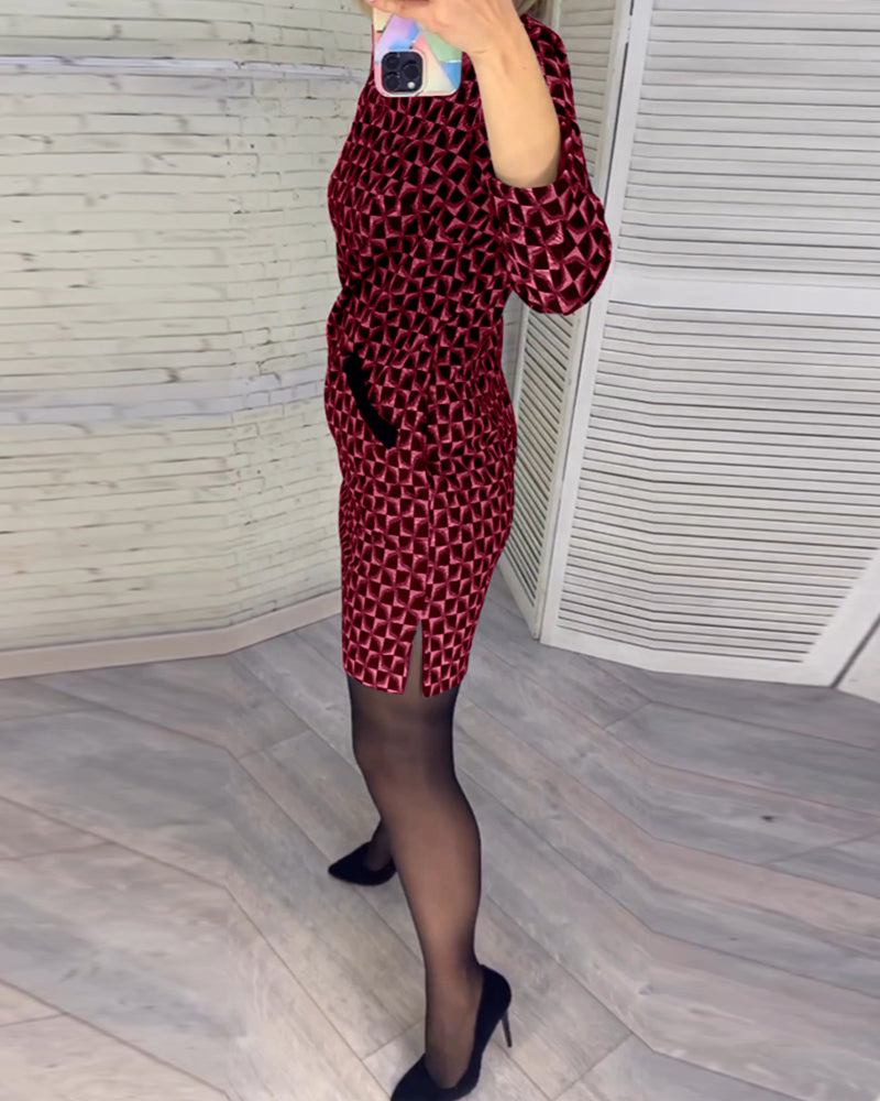 Levoire | Robe Avec Imprimé Diamant Et Manches Longues