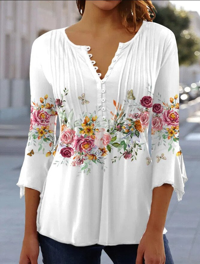 Levoire | Blouse À Motif Floral Pour Femmes Blanc avec des fleurs