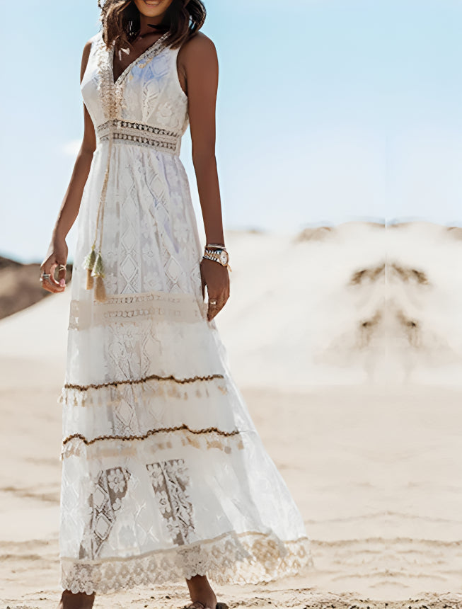 Levoire | Robe Maxi Boho Stylée Blanc