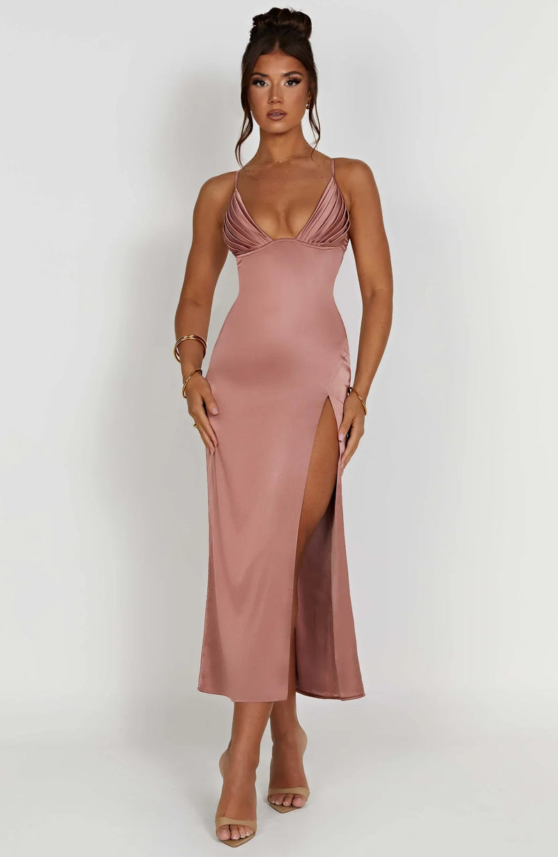 Levoire | Robe Midi Avec Bretelles Spaghetti Pour Un Look Tendance Rosa