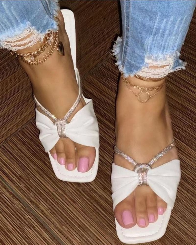 Levoire | Sandales Avec Couleur Unie Et Nœud Blanc