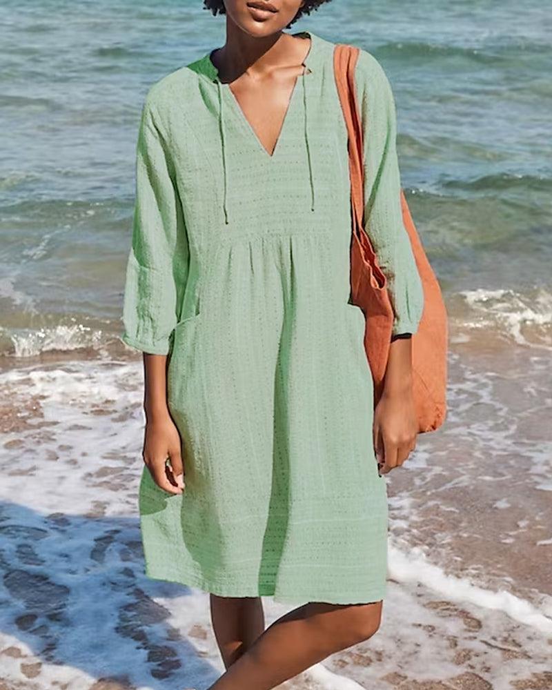 Levoire | Robe Chemise À Manches Longues Pour Femmes Vert