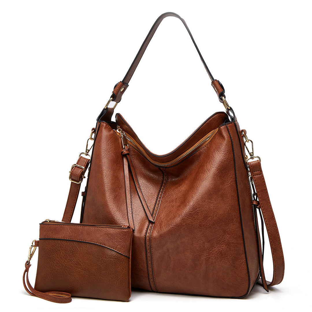 Levoire | Sac En Cuir Élégant Avec Grande Capacité Et Poches Latérales Ensemble marron foncé