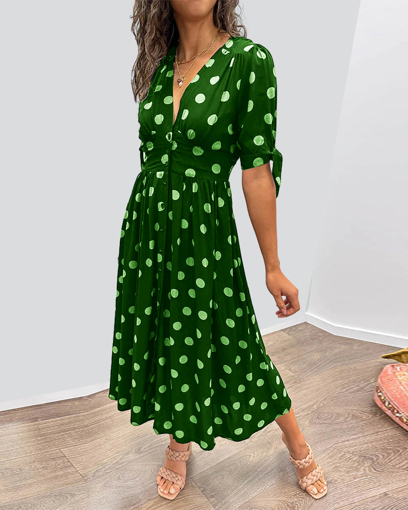 Levoire | Robe avec décolleté en V et pois