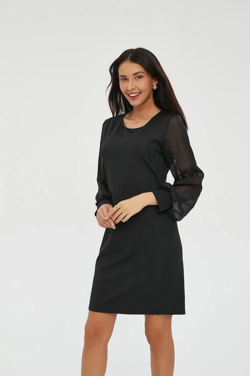 Levoire | Robe Femme Avec Manches Transparentes Subtiles Noir
