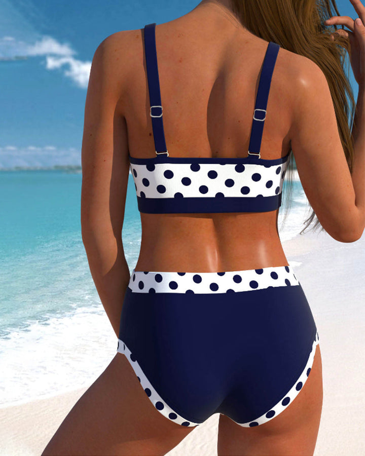 Levoire | Bikini Patchwork Taille Haute À Pois