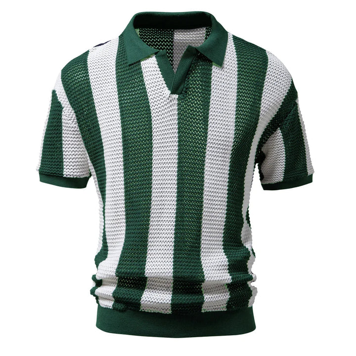Levoire | Rayé & Breathable Polo Shirt Vert