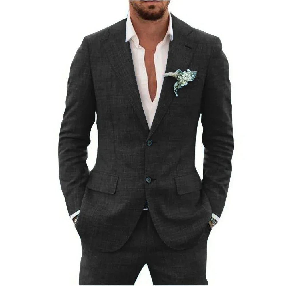 Levoire | Costume en lin pour hommes Noir