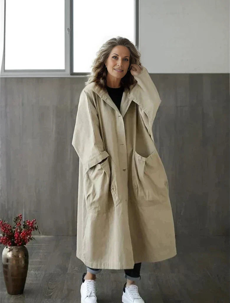 Levoire | Trench-Coat Décontracté Grande Taille Pour Femmes Khaki Une taille pour tous !