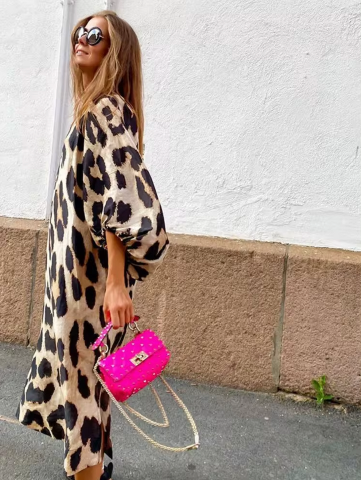 Levoire | Robe Avec Motif Léopard Et Décolleté En V