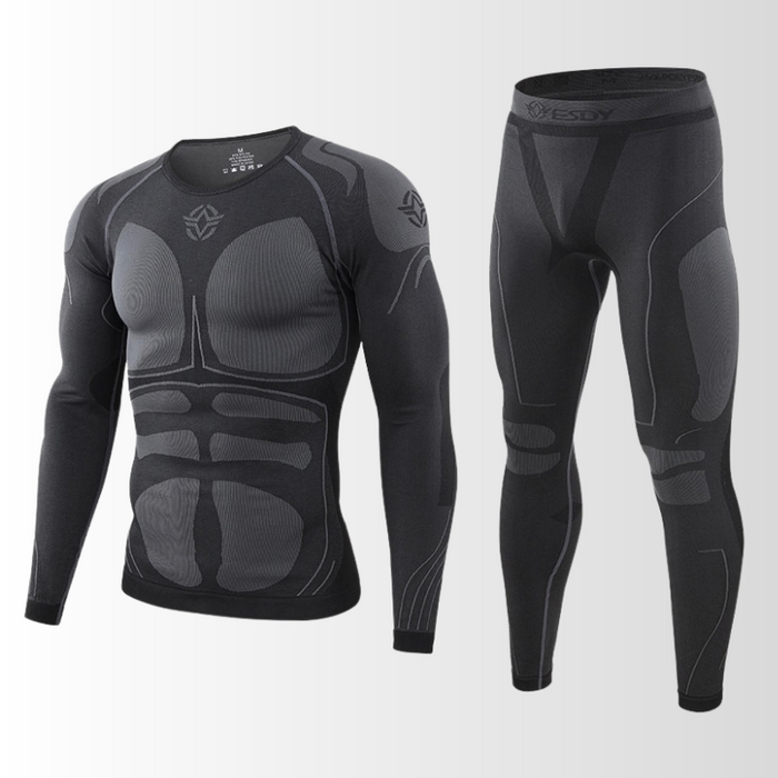 Levoire | Ensemble de sous-vêtements thermiques pour hommes Ajustement excellent Respirant et régulateur d'humidité Noir