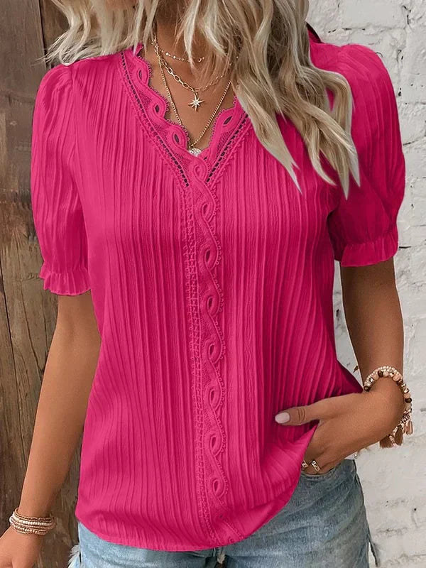 Levoire | Blouse Élégante Avec Décolleté En V Et Dentelle Rosenrot