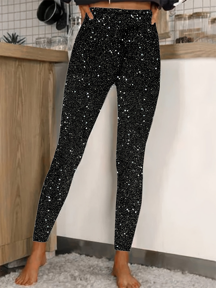 Levoire | Legging Paillettes Taille Haute Brillant et Confortable pour Femmes Noir
