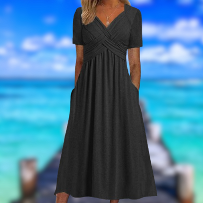 Levoire | Robe croisée à manches courtes Nero