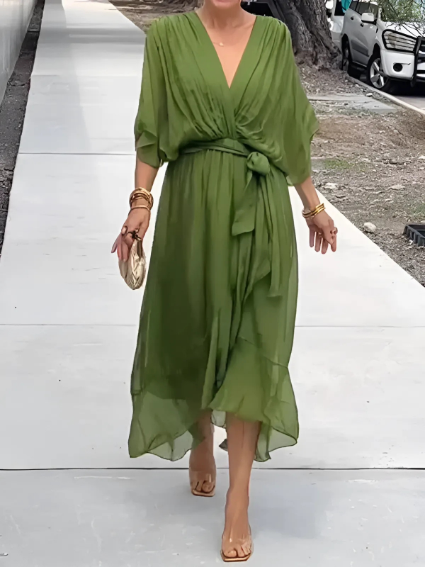 Levoire | Robe Portefeuille Fluide Vert