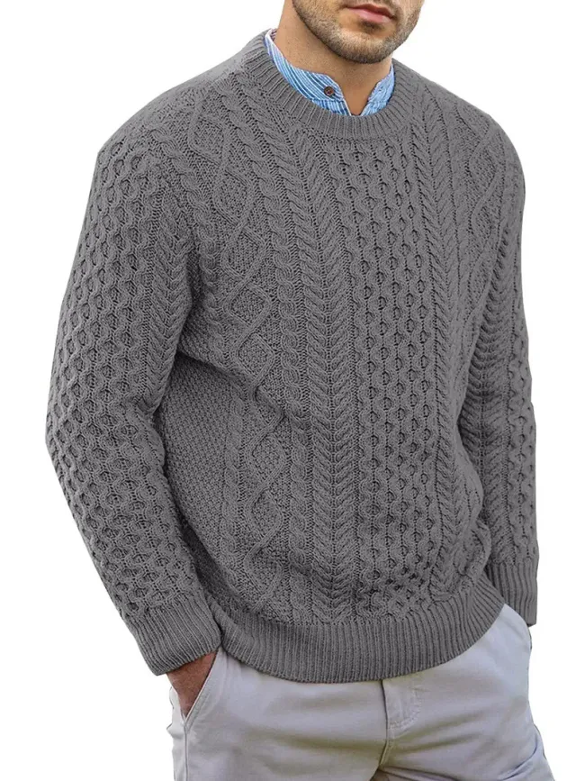 Levoire | Pull Homme À Col Rond Décontracté Et Confortable Gris