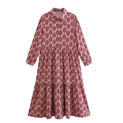 Levoire | Femme Robe à manches longues à motifs géométriques