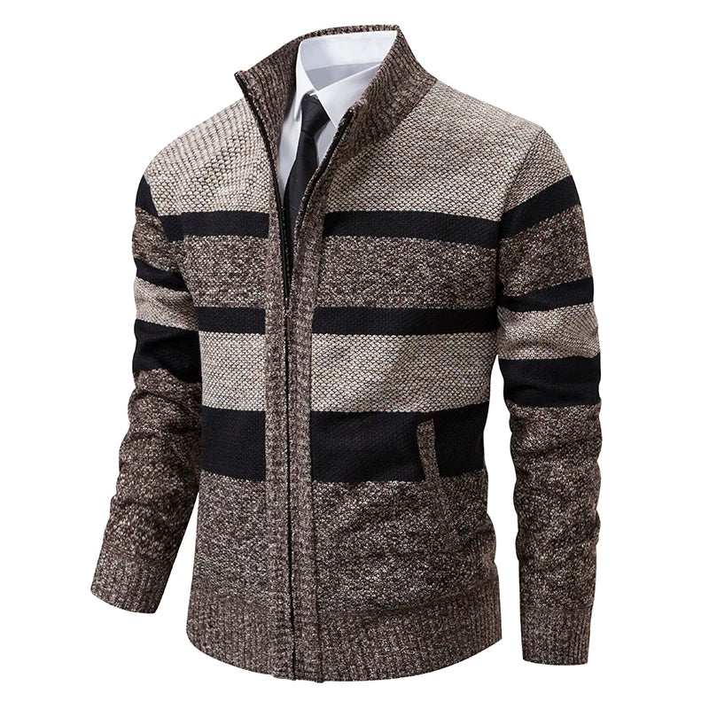 Levoire | Pull Pour Hommes Avec Zip Et Col Montant Braun