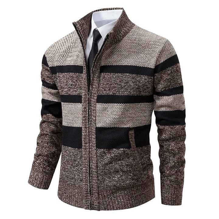 Levoire | Pull Pour Hommes Avec Zip Et Col Montant Braun