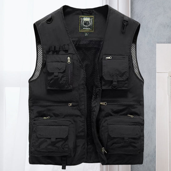 Levoire | Gilet Tactique Multifonctionnel Sans Manches Confortable Avec Fermeture Éclair Noir