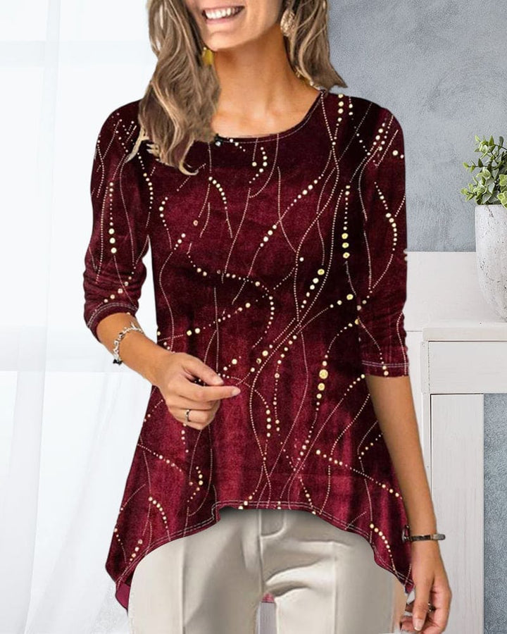Levoire | Blouse Avec Encolure Ronde Et Manches 3/4 Imprimées