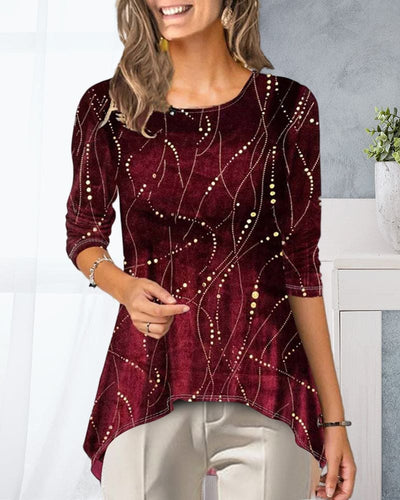 Levoire | Blouse Avec Encolure Ronde Et Manches 3/4 Imprimées
