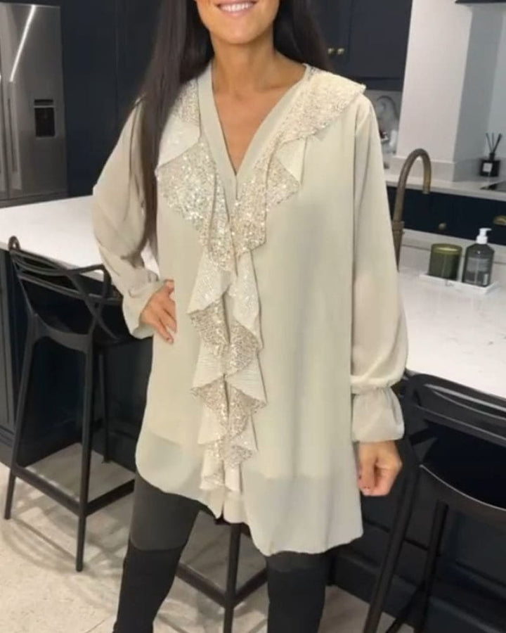 Levoire | Blouse Avec Volants Dans Une Coupe Élégante Beige