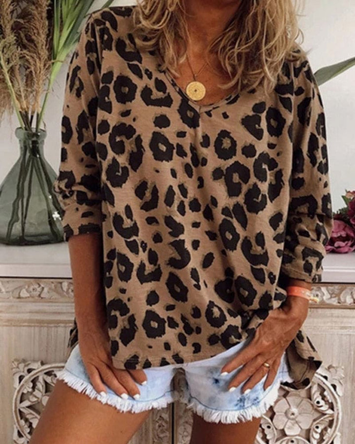 Levoire | Chemise À Manches Longues Avec Imprimé Léopard Café