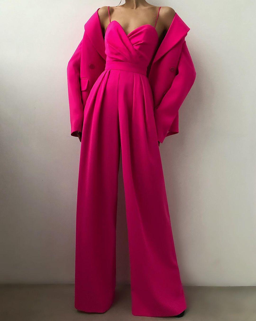 Levoire | Salopette À Bretelles Spaghetti Taille Haute Rose foncé