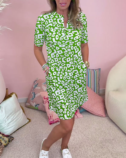 Levoire | Robe Imprimé Décolleté Poches Vert