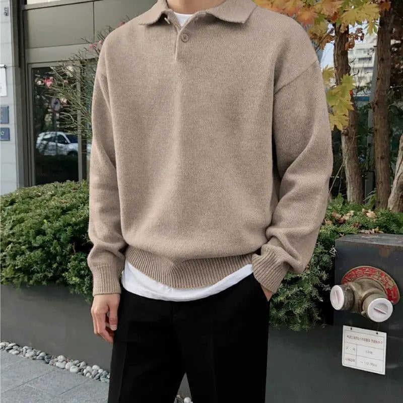 Levoire | Pull-over de luxe en laine à manches longues Khaki