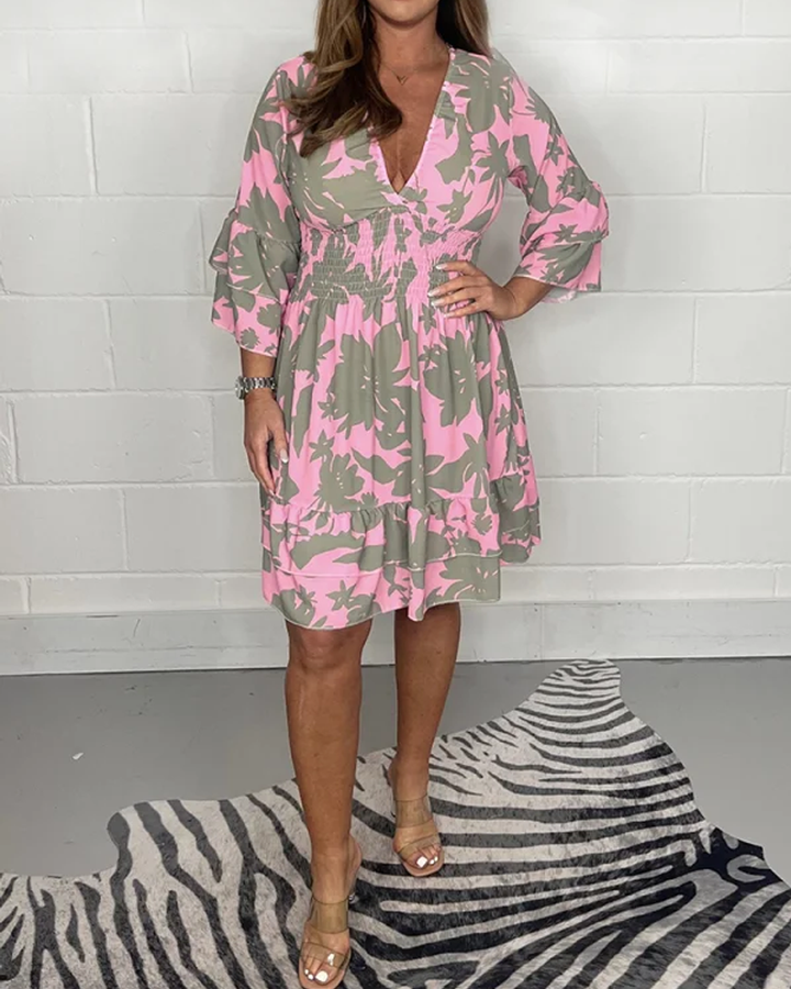 Levoire | Robe D'Été Élégante Midi Rose Rosa 3XL