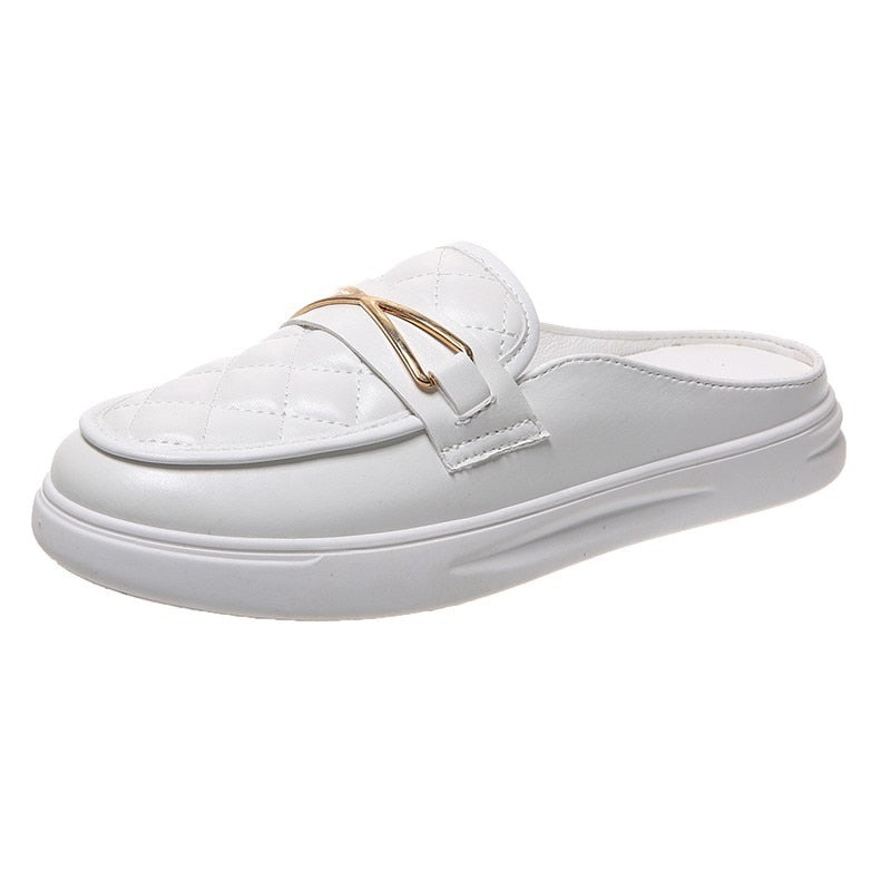 Levoire | Chaussures Slipper Aérées Avec Détail Doré Pour Femmes Blanc
