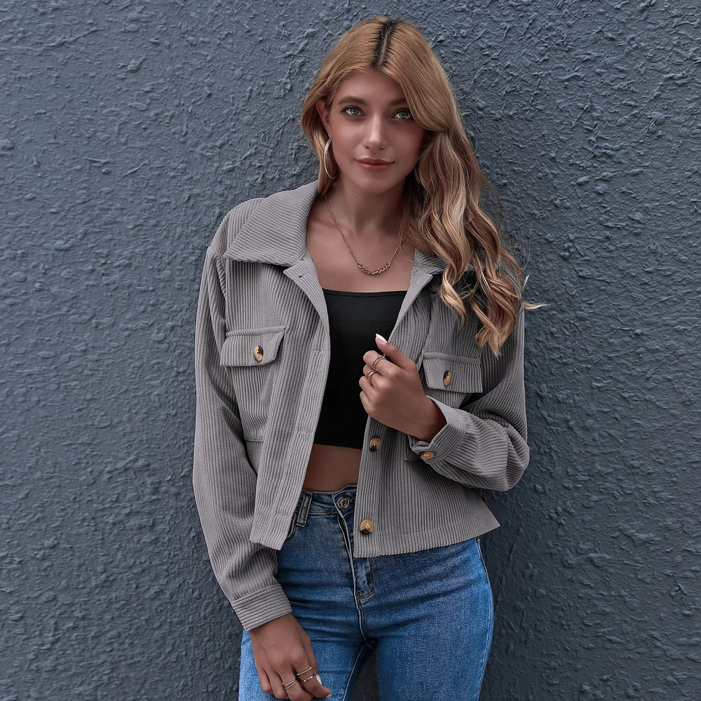 Levoire | Veste En Velours Côtelé Tendance Gris
