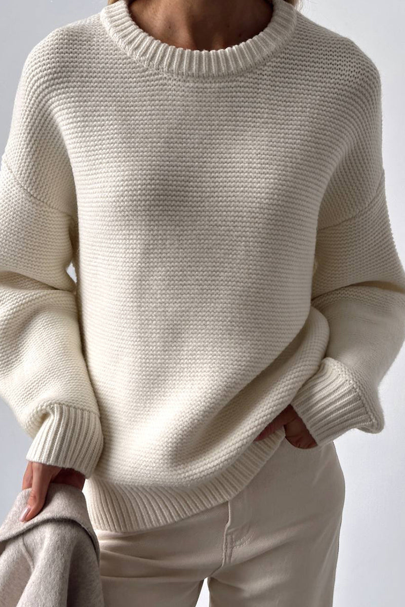 Levoire | Grande Taille Pull Avec Col Rond Dans Une Couleur De Base Blanc