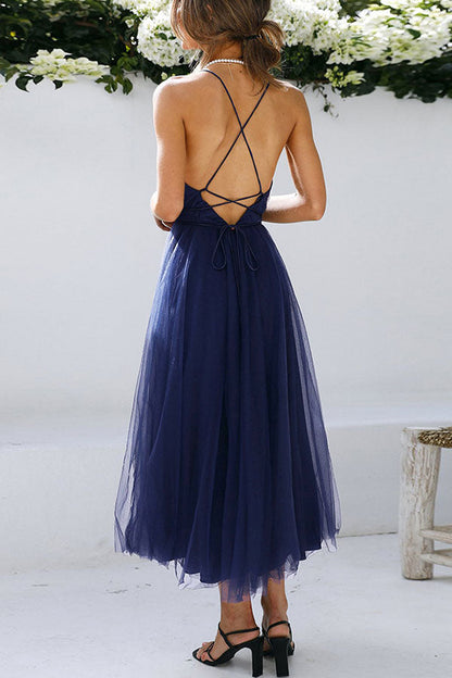 Levoire | Robe midi en tulle à col en V Feeling Romantic