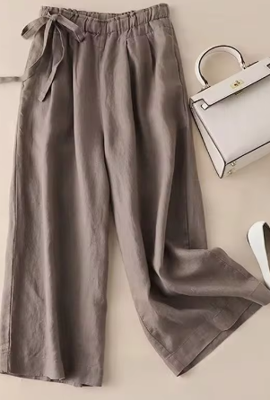 Levoire | Khaki Cravate Élastique Taille Haute Pantalon Droit chocolat