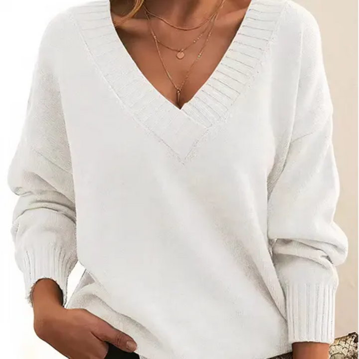 Levoire | Pull V à col en V pour femmes Blanc