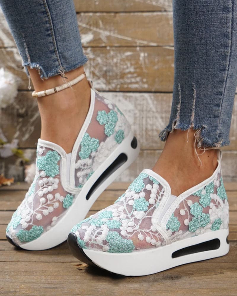 Levoire | Baskets Respirantes Avec Des Fleurs Brodées