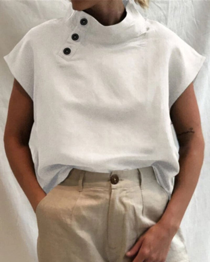 Levoire | Pompon En Coton Et Lin Avec Col Montant Et Patte De Boutonnage