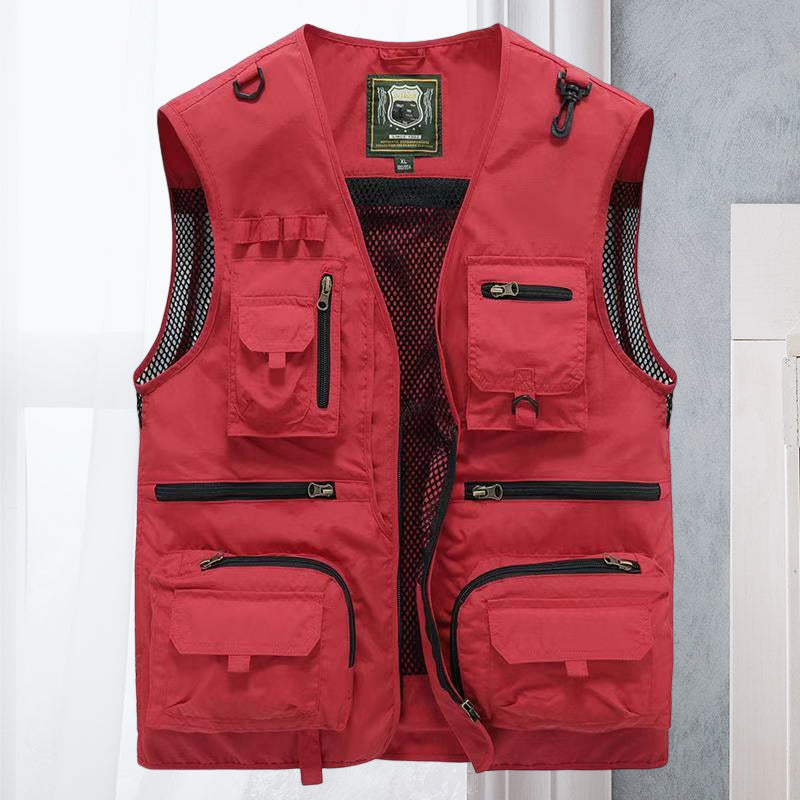 Levoire | Gilet Tactique Multifonctionnel Sans Manches Confortable Avec Fermeture Éclair Rot