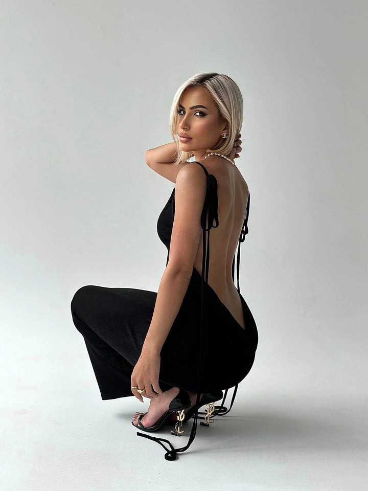 Levoire | Robe De Soirée Longue Avec Dos Nu Noir