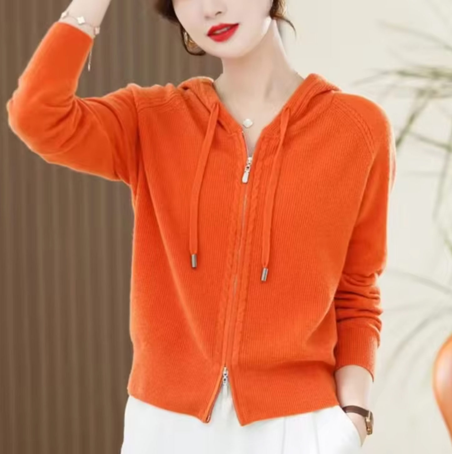 Levoire | Pull À Capuche En Maille Avec Sensation De Cachemire Orange