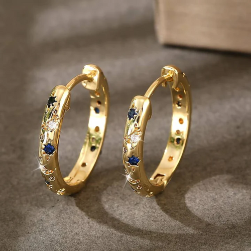 Levoire | Raisin Bleu Zirconia Boucles D'Oreilles Or