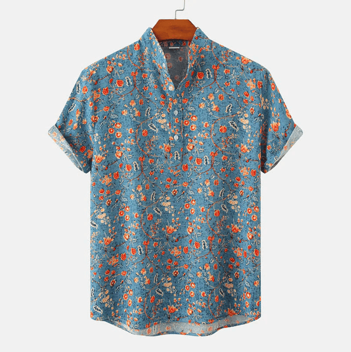 Levoire | Robe Motif Floral Frais Été Bleu