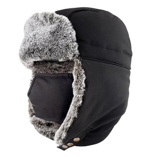 Levoire | Bonnet chaud en polaire imperméable avec de longues ailes Noir 1