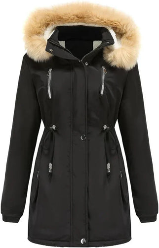 Levoire | Manteau Long Capuche Fausse Fourrure